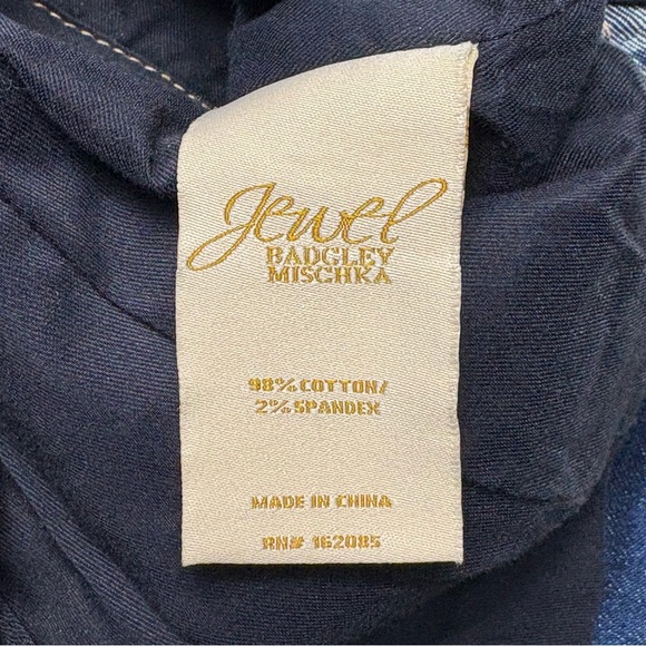 NWT Jewel Badgley Mischka Rose Print High Low Denim Dress Size 8 Dark Blue - Picture 13 of 15
